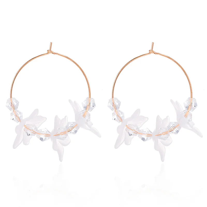 

2020 Trendy Acrylic Hoop Tassel Earrings Women Dangle Earrings Crystal Flower Round Pendant Earrings For Women Jewelry, Colorful