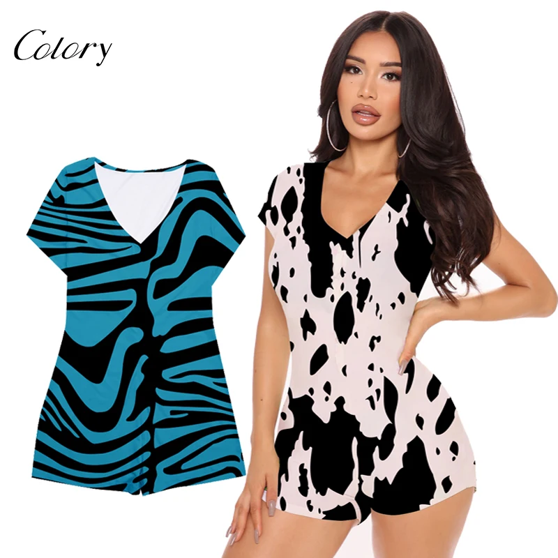 

Colory Biker Shorts Set Plus Size Summer Adult Women Onesie, Picture shows