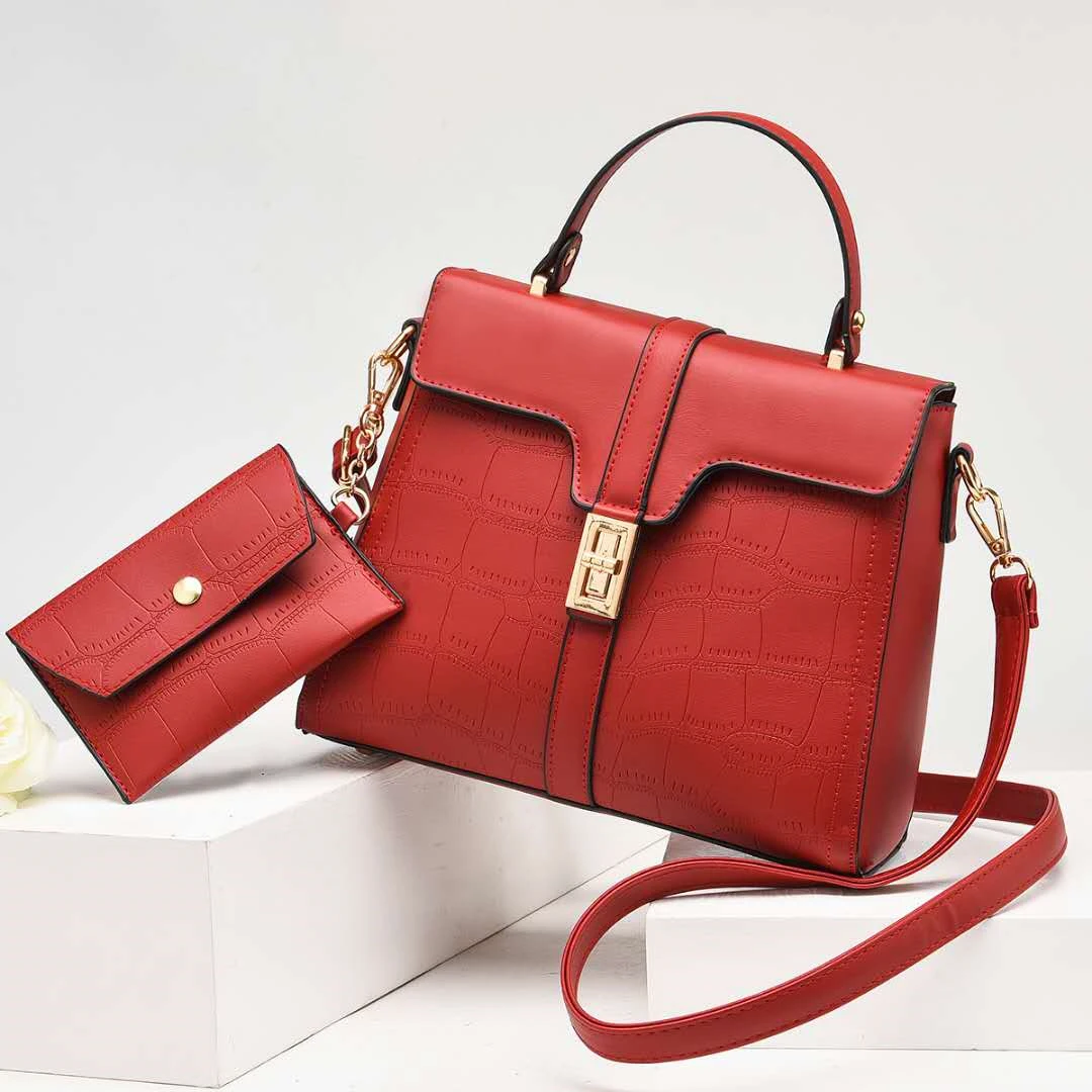 

DL010 20 Online Shopping Guangzhou China cheap stone pattern women purse and handbag handbag set, Red, black....