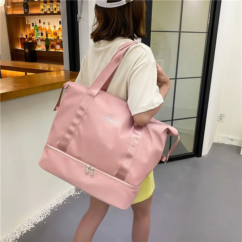 

Wholesale Multi-pocket Waterproof Foldable Expandable Holdall Travel Gym Carry on Hand Duffle Bag with Shoe Compartment