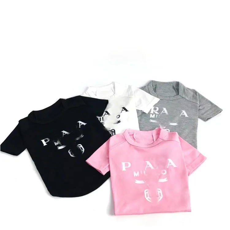

Luxury Pet Summer Shirt Fashion Popular Designer Brand Cotton Dog Clothes T Shirts, Pink,black,white,grey