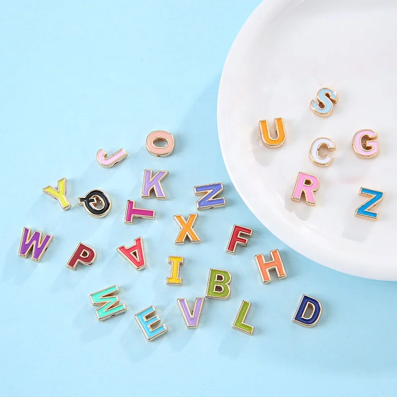 

Wholesale Alloy plated gold metal alphabet letter beads diy jewelry making accessories charms "A-Z" Alphabet Beads charms, Picture show