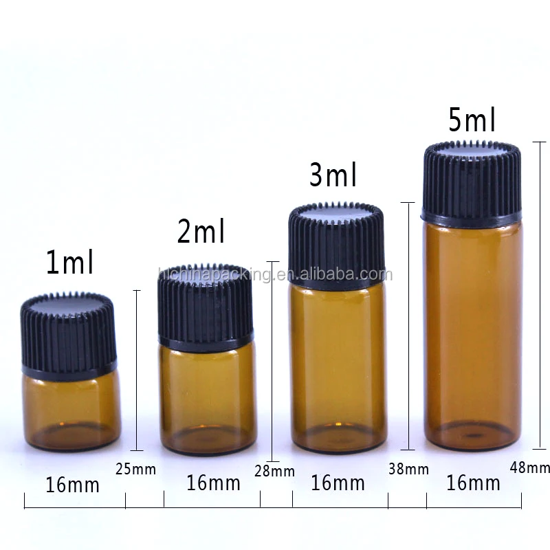 Sample Essential Oil Test Bottle 1ml 2ml 3ml 5ml Trial Set Amber Glass