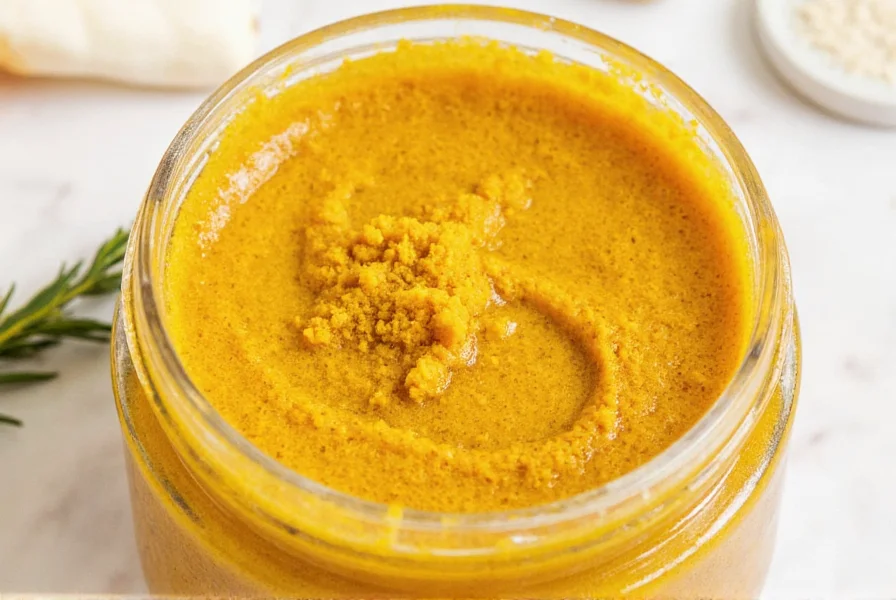 Homemade turmeric scrub ingredients arranged on wooden surface