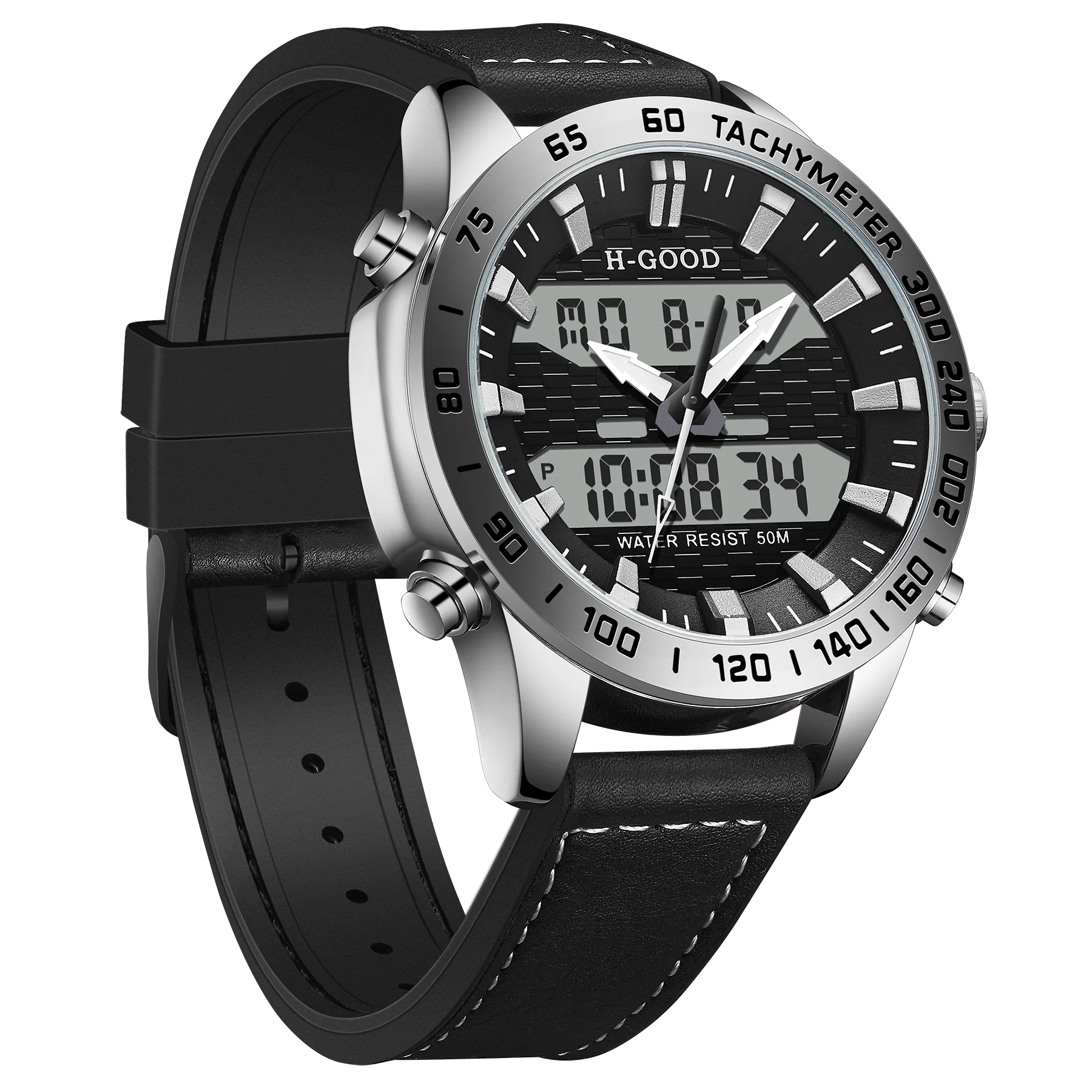 

H-GOOD TK-0018 Men Quartz+Digital Movement Watch With 5Atm Water-Resistant Plastic Case Sporty Watch, 3 colors