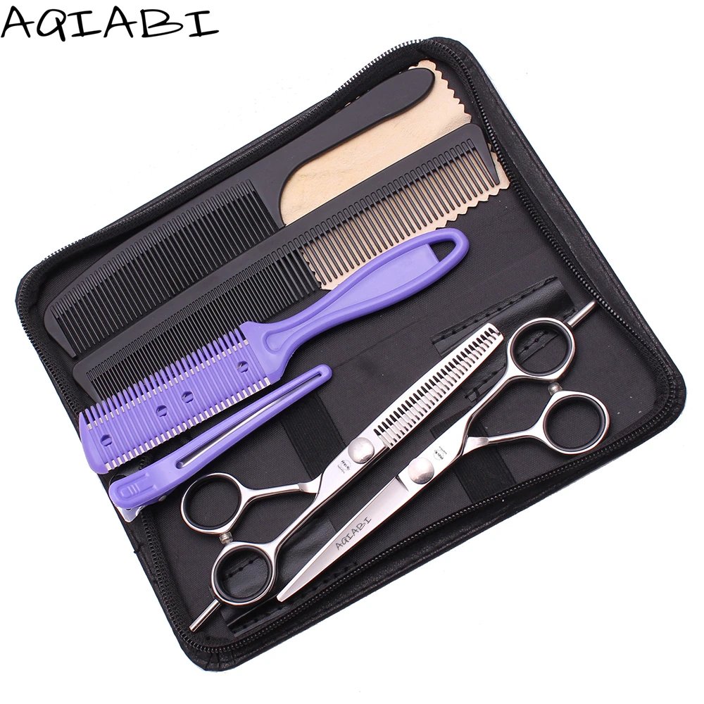 

Barber Scissors 5.5" 6'' 7" AQIABI JP Stainless Hair Cutting Scissors Thinning Shears Hairdresser Scissors A1021, Shiny