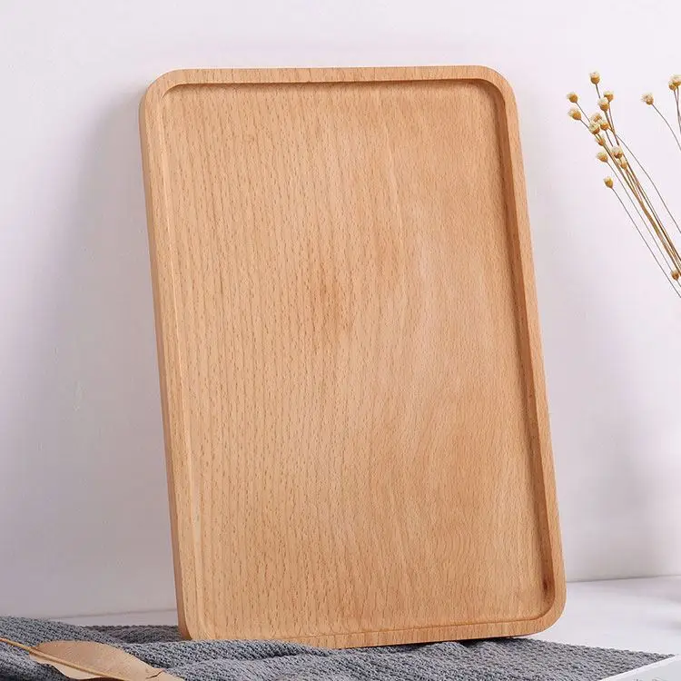 

Unique Style Latest Modern Design Rectangular Wood Serving Tray Plate Platter Server Dish For Home Hotel Bar, Wood color