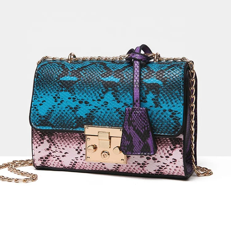 

new fashion factory pu cross bodybag shoulder squar bag chain bags, Red/blue
