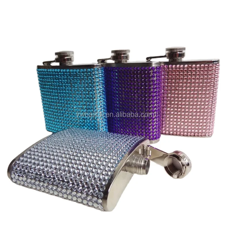 

4oz bling diamante Luxurious hip flask stainless steel hip flask, Any color