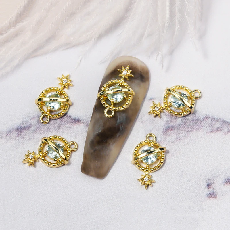 

Fashion Zircon Kawaii Crystal 3D Diamond Planet Dangle Nail Art Charms For Nails, Custom logo brand sticker