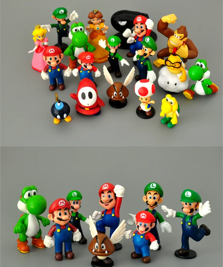Super Mario Bros Lot 18 pcs Action Figure Doll Playset Figurine Gift Collection 