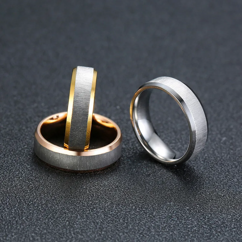 

6mm Brushed Finish Vintage Jewellery Gold Men Rings, Silver, gold, rose gold