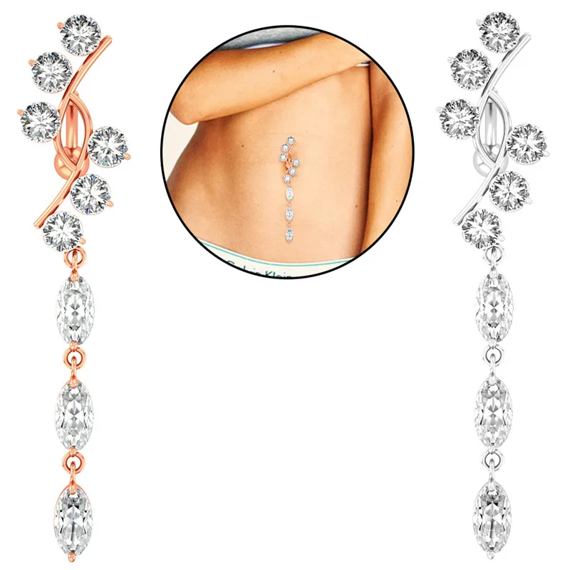 

creative chamfer zircon umbilical button umbilical ring piercing jewelry stainless steel belly button nail jewelry