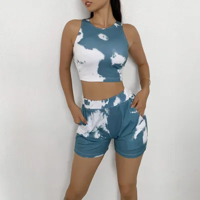

Wholesale Womens Sports Tie Dye Shorts Yoga Set