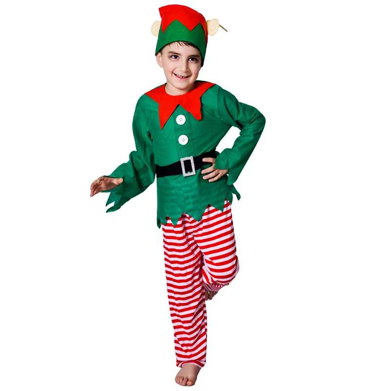 

Kid's Cute Christmas Elf Costume Carnival Xmas Party Santa Helper Elf Costume for Boys