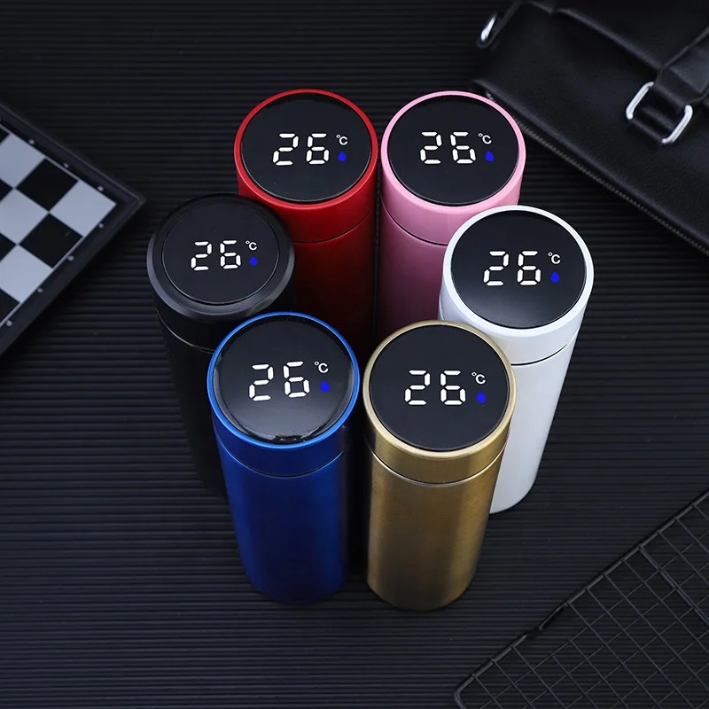 

Multi-color Smart Insulation Cup 500ml 304 Stainless Steel LED Vacuum Cup Digital Tea Water Cup Thermoses, Customized colors acceptable