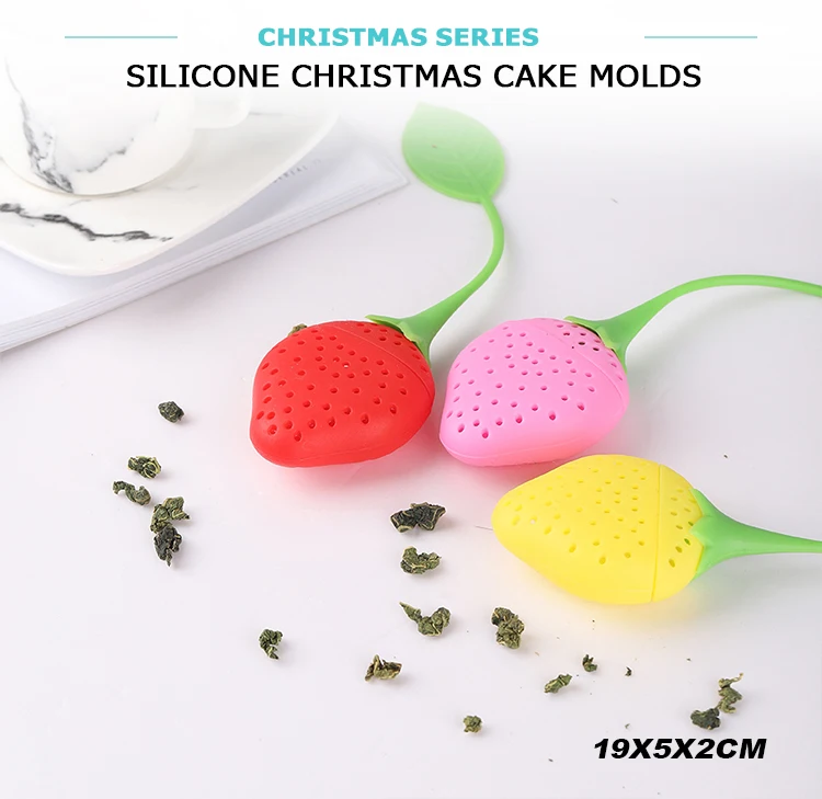 1 Strawberry Filter Diffuser Cute Silicone Loose Herb Spice Infuser Tea Filter Tea Set Creative