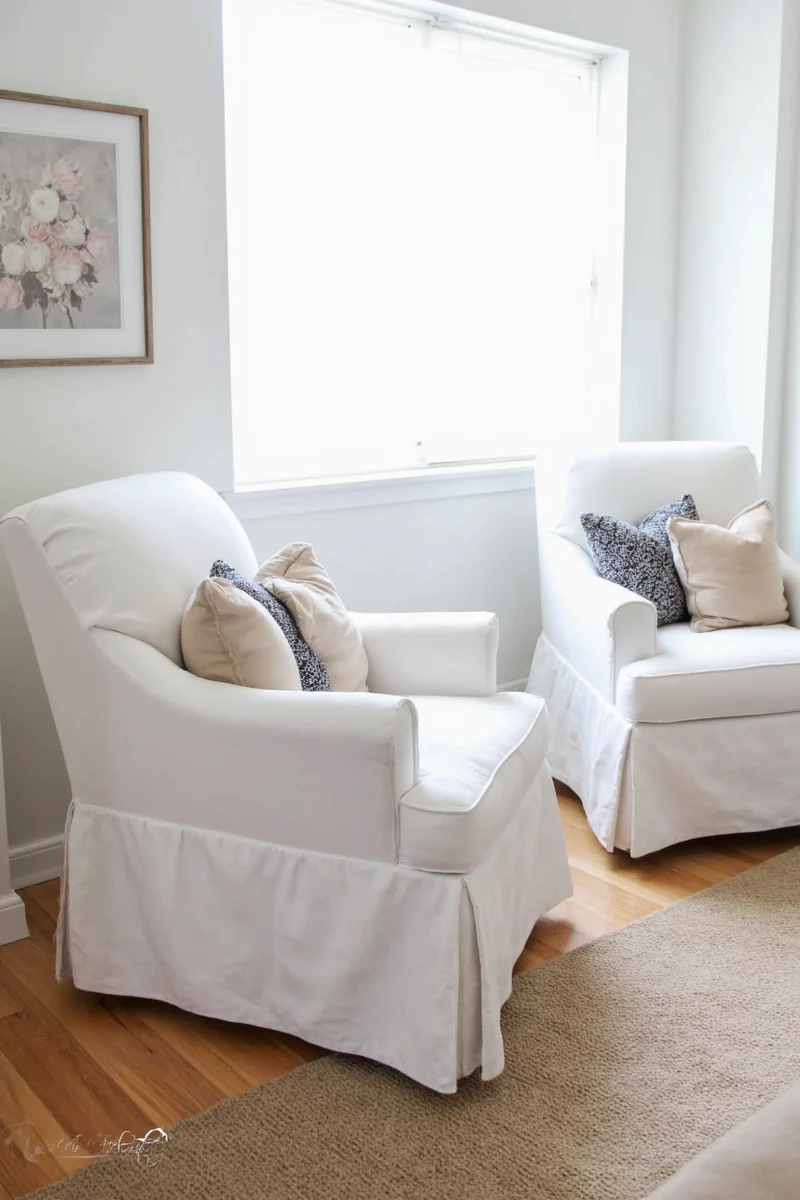 IKEA slipcover chair in a family kitchen