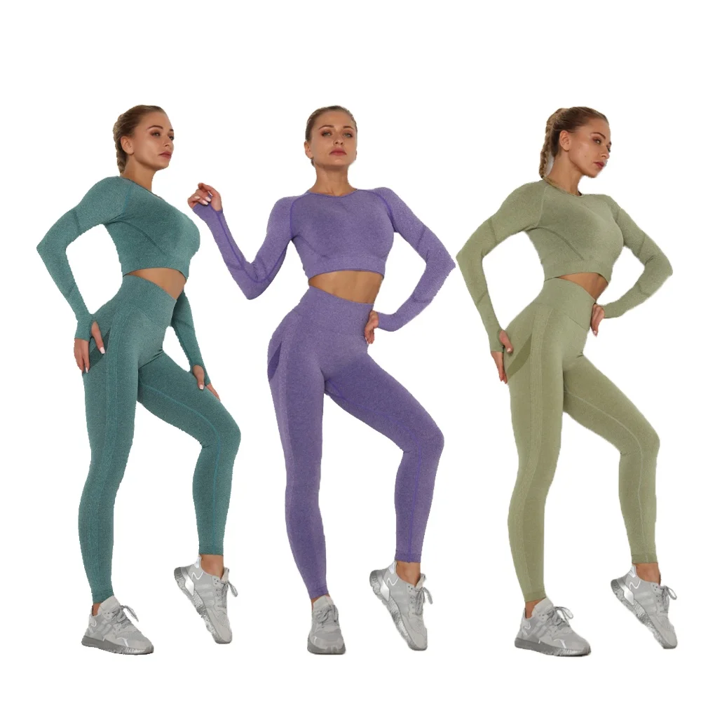 

AOLA High Waist Leggings Womens Yoga Gym Fitness Wear Pants Seamless Sports Bra And Legging Set