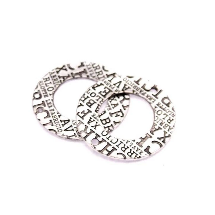 

Fashion metal antique silver word ring connector charms pendants for jewelry making, Mixed color /can plate as u like