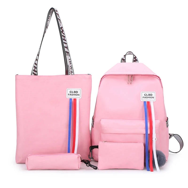 

Fashion teenager school book bag 4 pieces in 1 school backpack set for girls