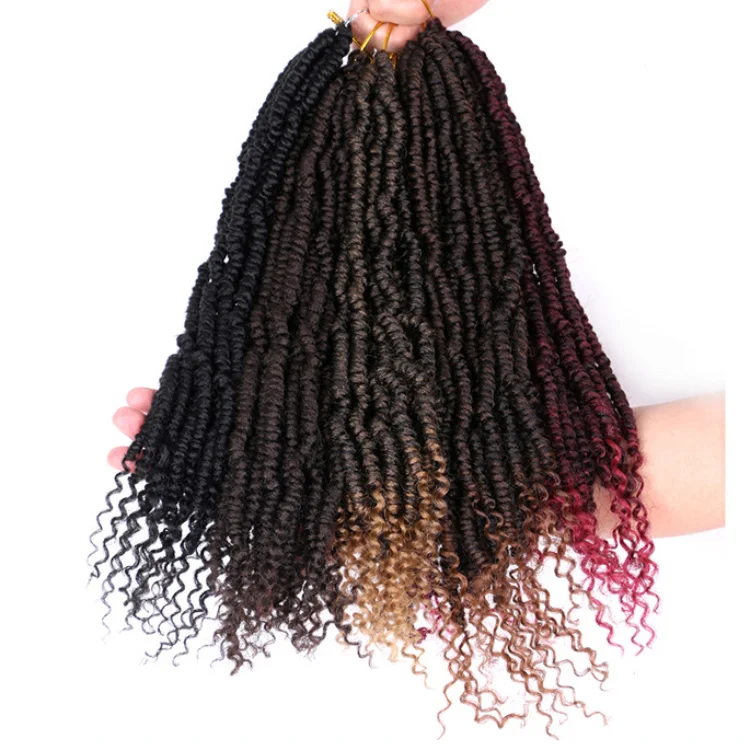 

Wholesale Bomb Twist Crochet Hair Synthetic Fiber Curly Twist Braid Hair Extension Solid And Color 14 Inch For Girls