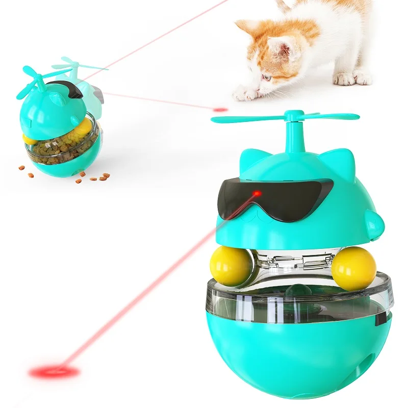 

New Arrival Funny Durable Indestructible Treat Dispenser Tumbler Trackball Interactive Electric Laser Cat Toy, Blue red,lake blue,green,yellow,pink