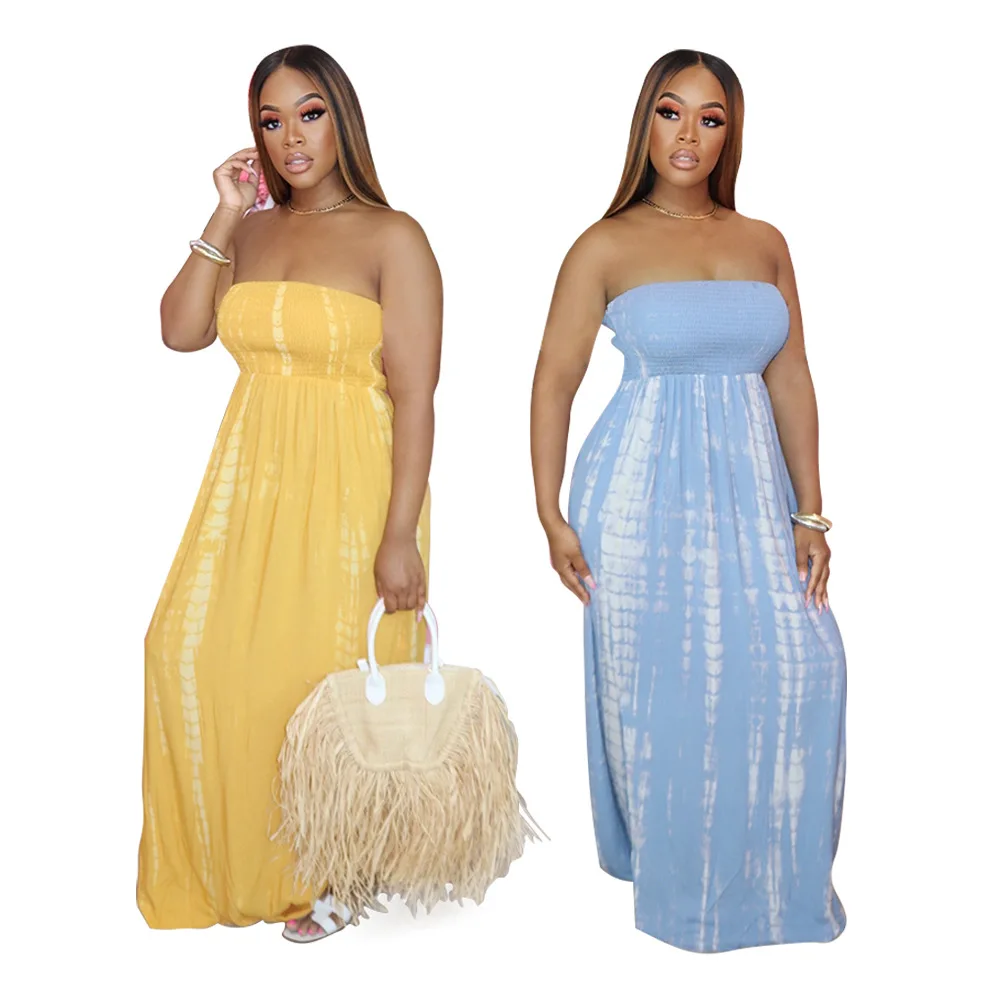 

OEM/ODM wholesale Fashion Sexy Street wear Casual Outfits Women Strapless Casual Loose Long Maxi Dress