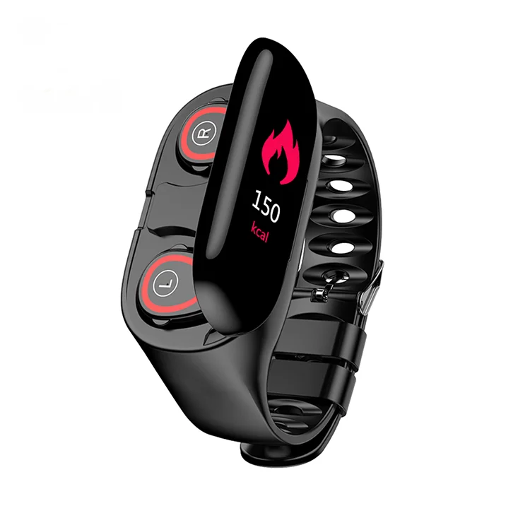 

2021 New Innovative Products novelty Sport Smart Fitness Bracelet M1 smart bracelet earbuds, Black