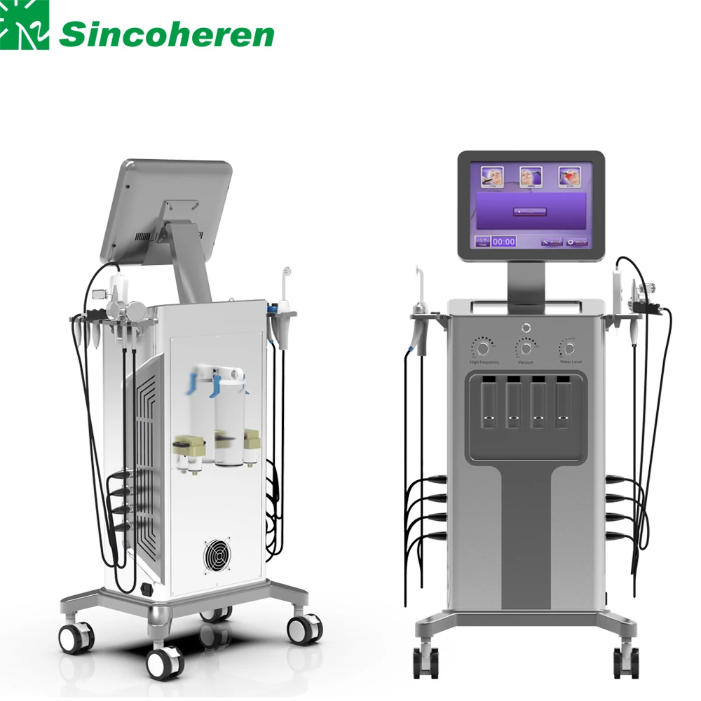 

Microdermabrasion machine Hydrofacials solution 9 in 1 facial deep cleaning aqua peeling Hydro machines, White
