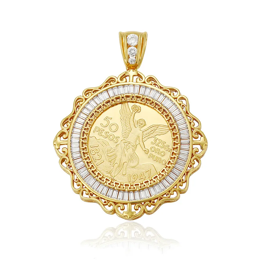 

33071 xuping jewelry Simple gold pendant designs diamond pendant 50 Peso Mexican Coin 24K gold color Pendant