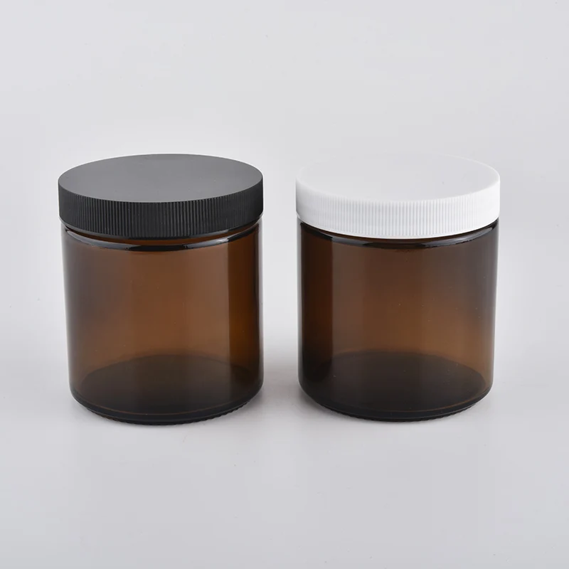 Wholesale Amber Glass Candle Container With Lid