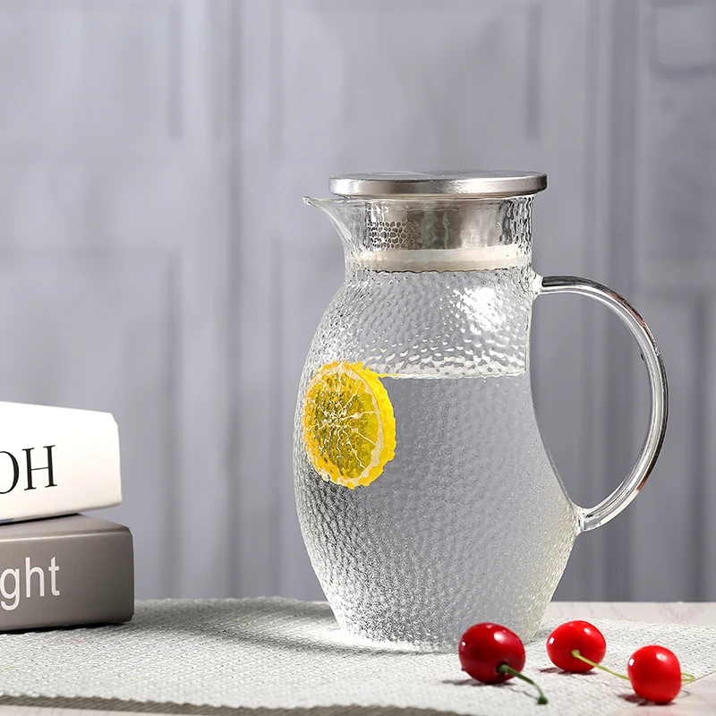 

High quality clear glass mouth blown glass pitcher water jug