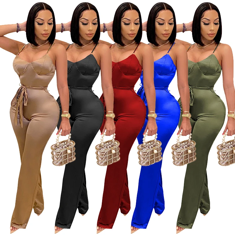 

D96365 woman clothes 2021 trending sexy women bodycon jumpsuits straight trousers casual temperament commuting