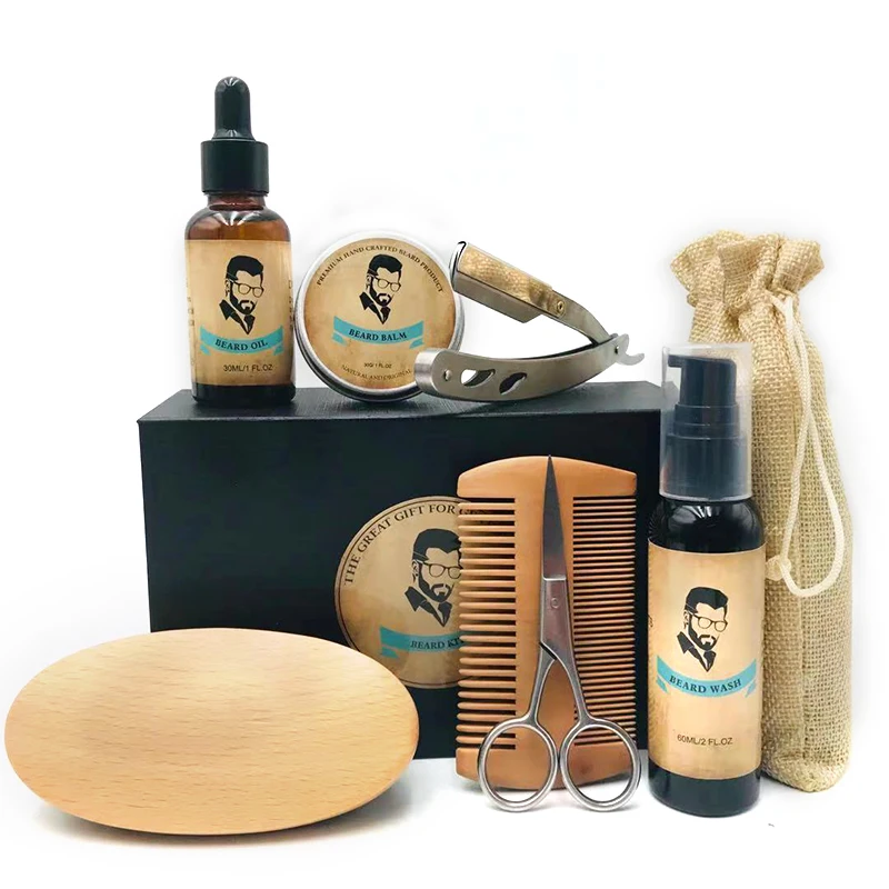 

Hot selling custom private label beard grooming kit men organic beard oil growth
