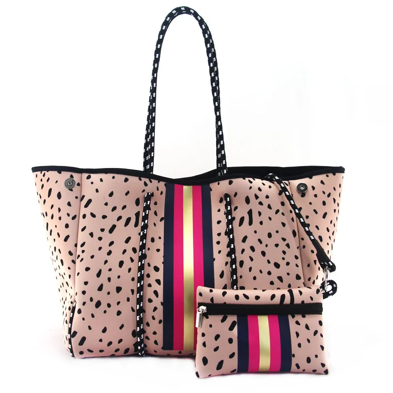

Hot Sale Fashion Travel Neoprene Multipurpose Womens Handbag Beach Bag Tote With Inner Zipper Pocket, Customizable
