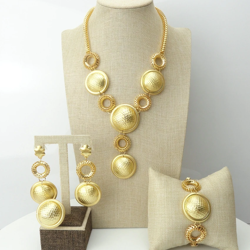 Unique Design Italy Fashion 24k Real Gold Plated Jewellery Set Jewelry