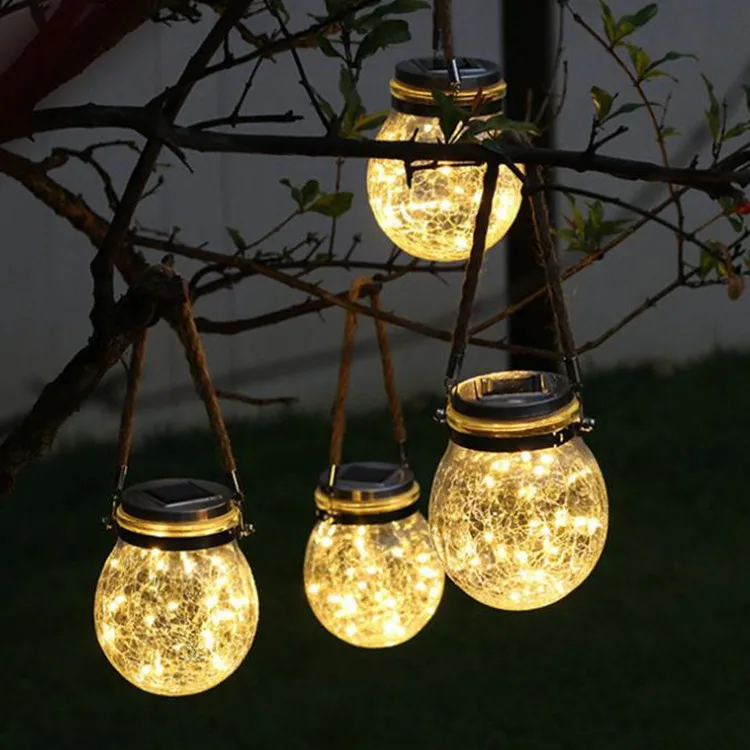 Jinshen hot sell 2020 Rechargeable Crack Mason Jar Solar LED String lights made in China