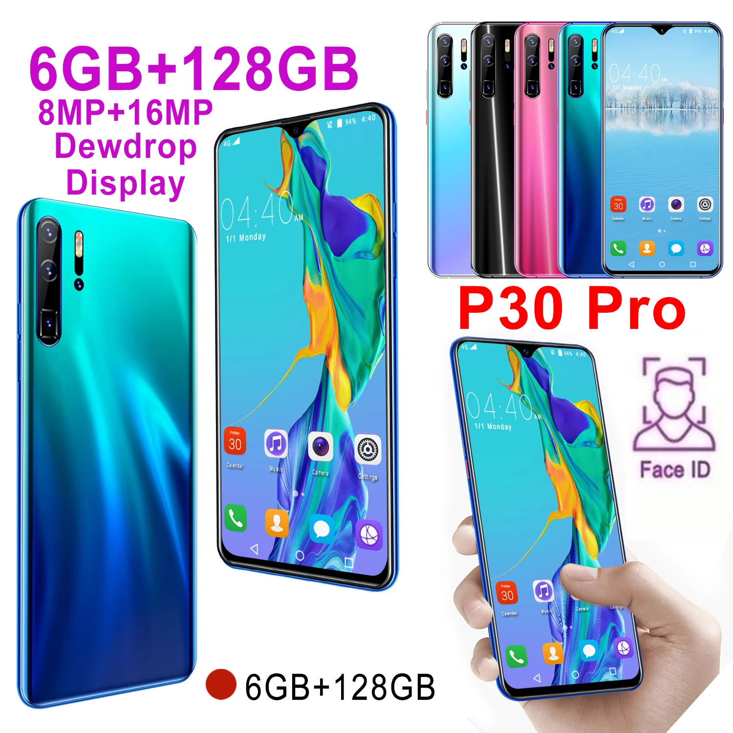 

Prety Global Version P30pro 8 Lite 6GB 128GB Mobile Phone 6.5'' Full Screen 6GB+128G Octa Core Mobile Phone Android Cell Phone