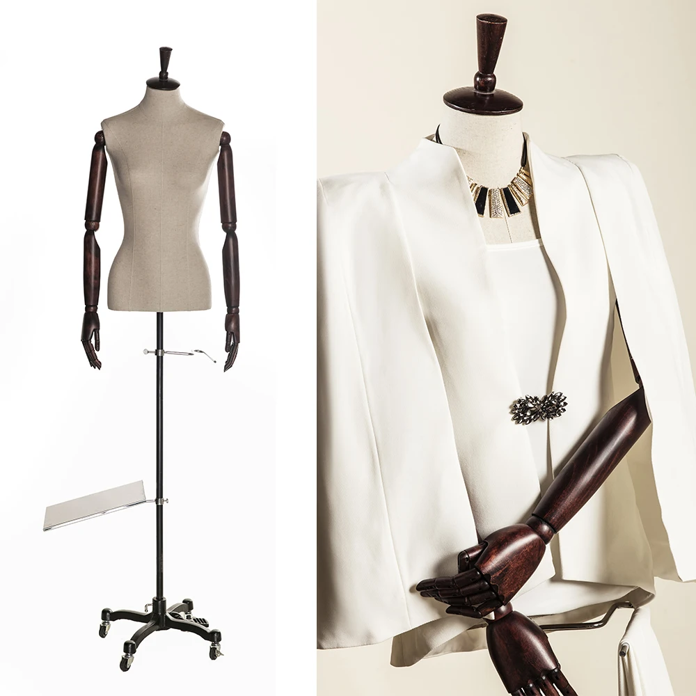 

Ryan-2 Wholesale high quality dress foam half body mannequin female clothes display torso fabric mannequin