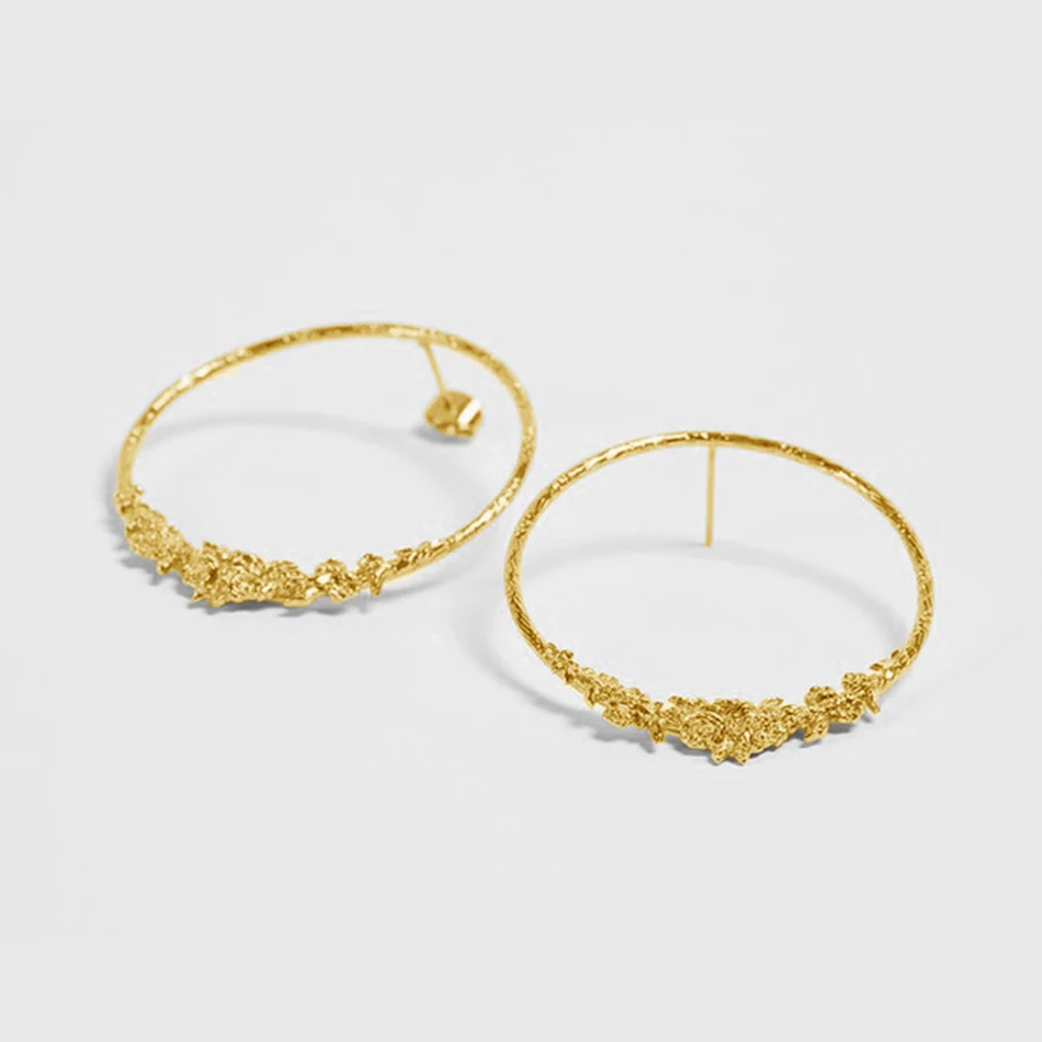 

charming jewelry 18k gold plated luxury earrings trendy 925 sterling silver circle stud earrings for women trendy jewelry gift