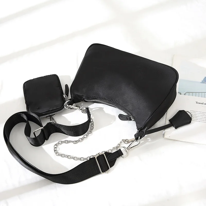 

Women Hobos armpit bag 2021 Summer New Chain Shoulder Messenger Purses Underarm bag girls oxford nylon hand bag set, Customizable