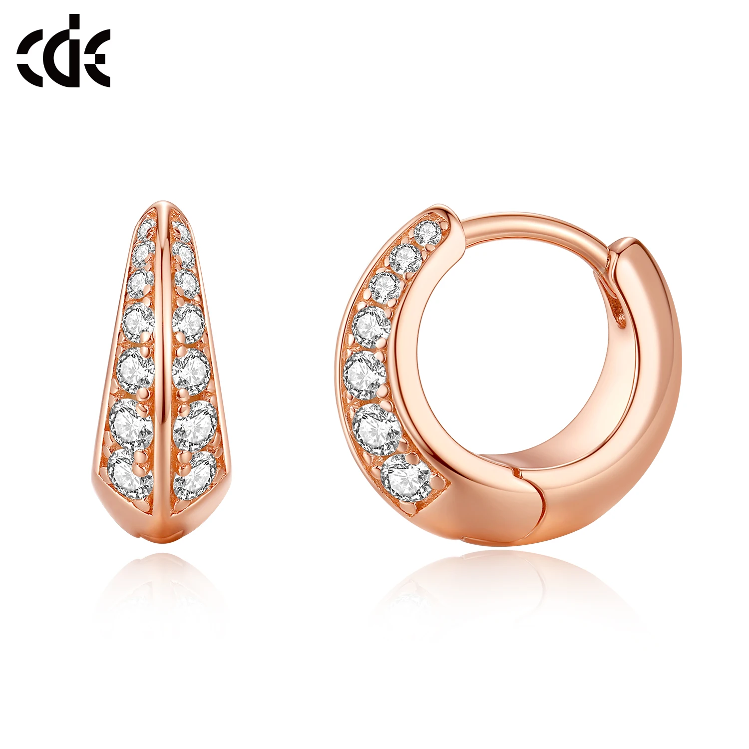 

CDE YE1814 Fine Jewelry 925 Sterling Silver Wholesale Earring Joyas De Plata 925 Original Zircon Rose Gold Plated Hoop Earrings