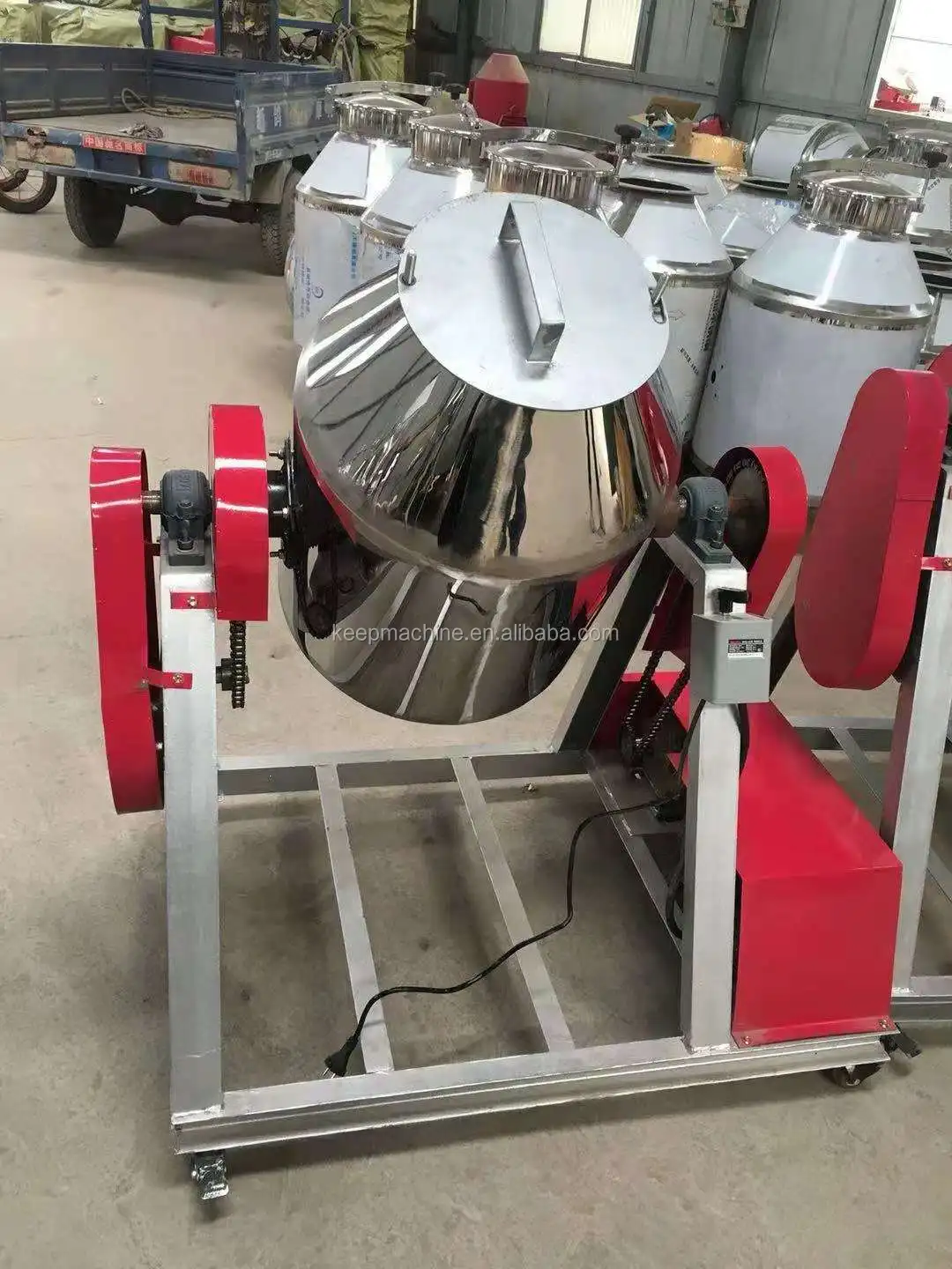 Stainless Steel Powder Drum Mixer For Plastic Herbal Powder W Cone