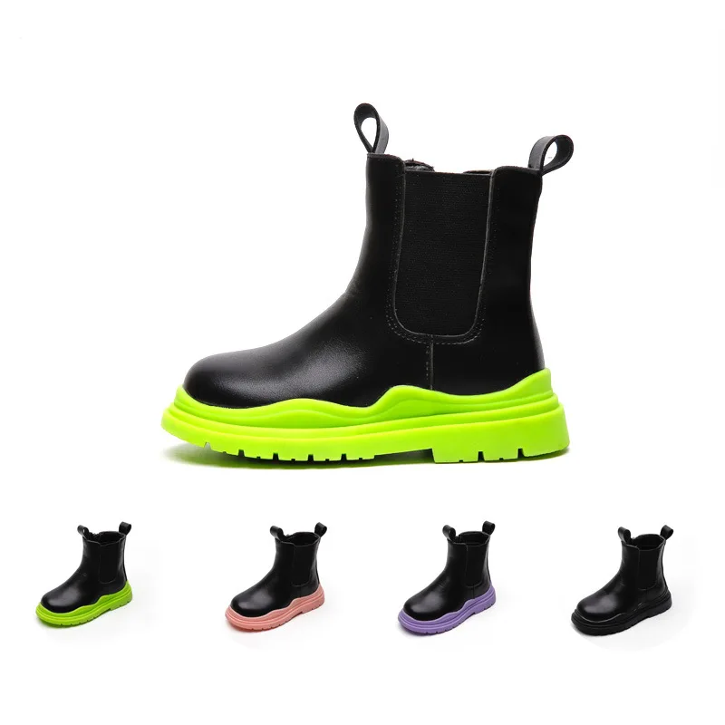 

Promotion New Fashion Children's Ankle Boots Hot Selling Non Slip Fly Knitted Ankle Boots, Green purple pink black