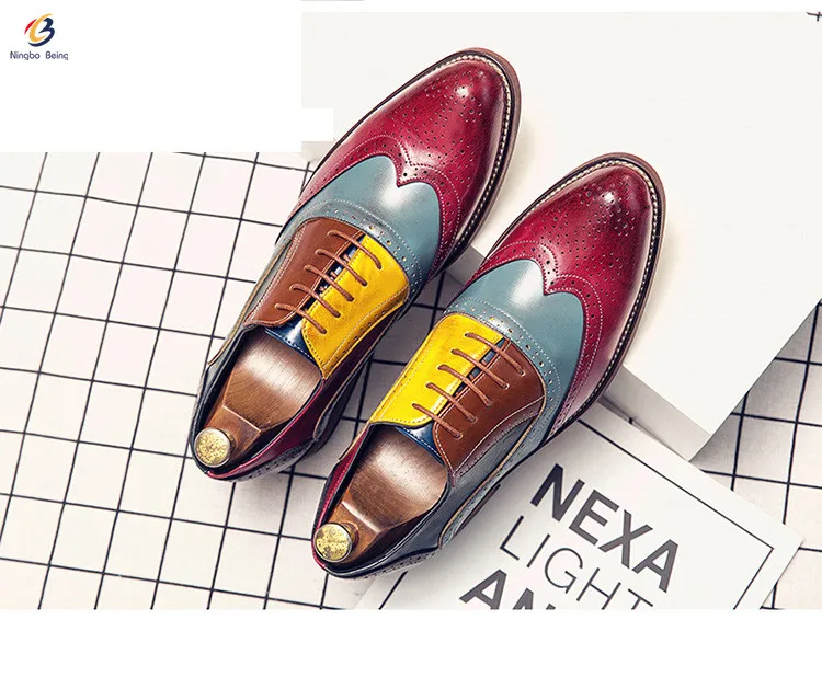 

Hot sale european style multi color dress shoes mens business shoes lace up shoes