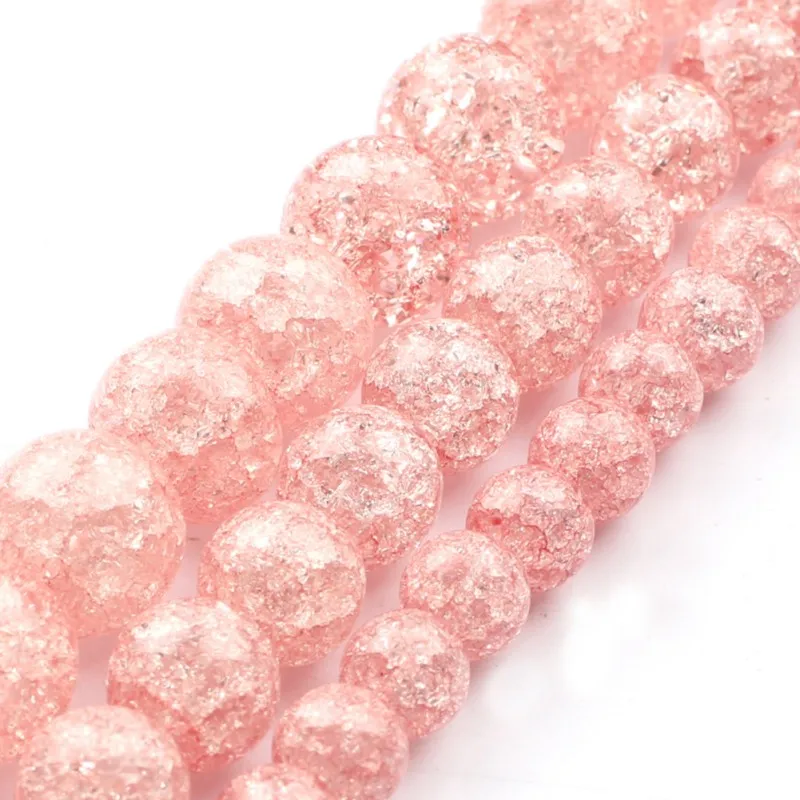 

Fashion Round 6/8/10mm Peach Blossom Color Cracked Quartz Stone Beads for Diy Bracelet Necklace