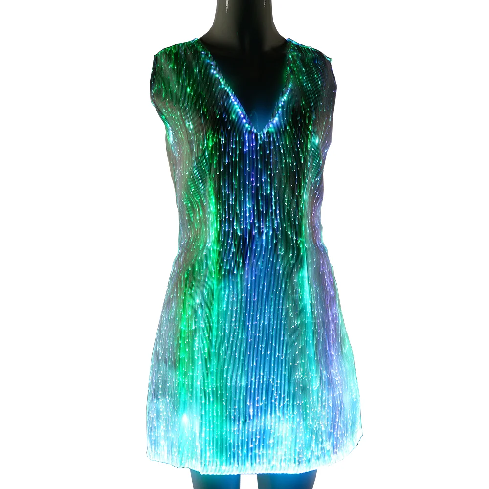 

Newest Fiber Optic Clothes Racing Car Party Dresses lights led dance costumes For Tweens
