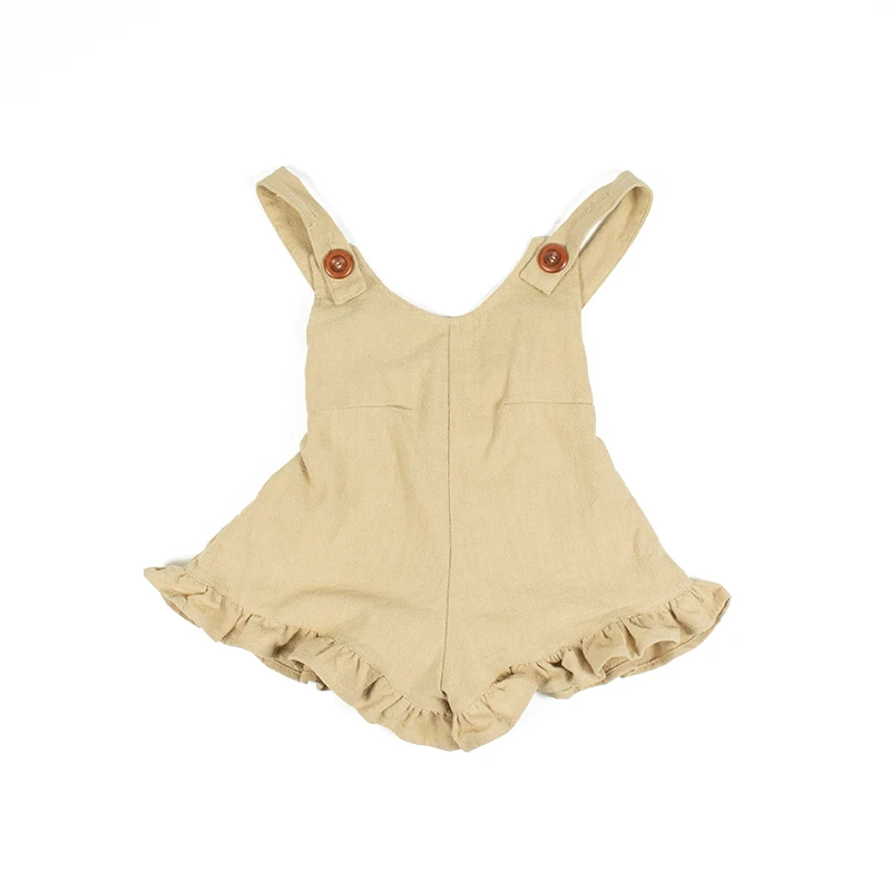 

Wholesale New Style Summer Baby Rompers Solid Color Linen Ruffles Newborn Baby Girls Romper, Customize