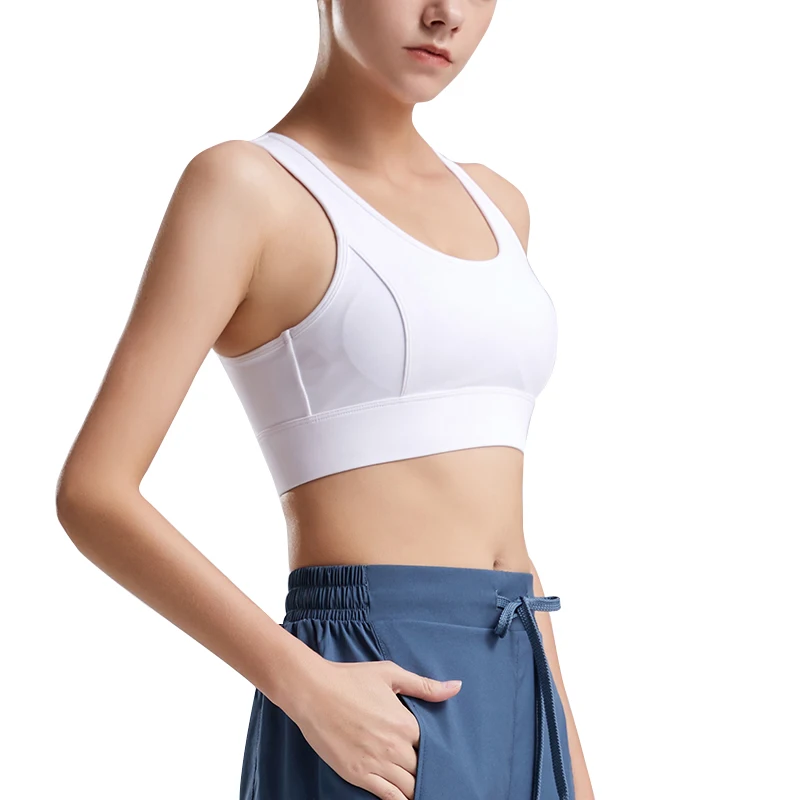 

High Quality Patchwork mesh crop top breathable shockproof Bras backless Solid color Tank Retro Women gym tank top vest